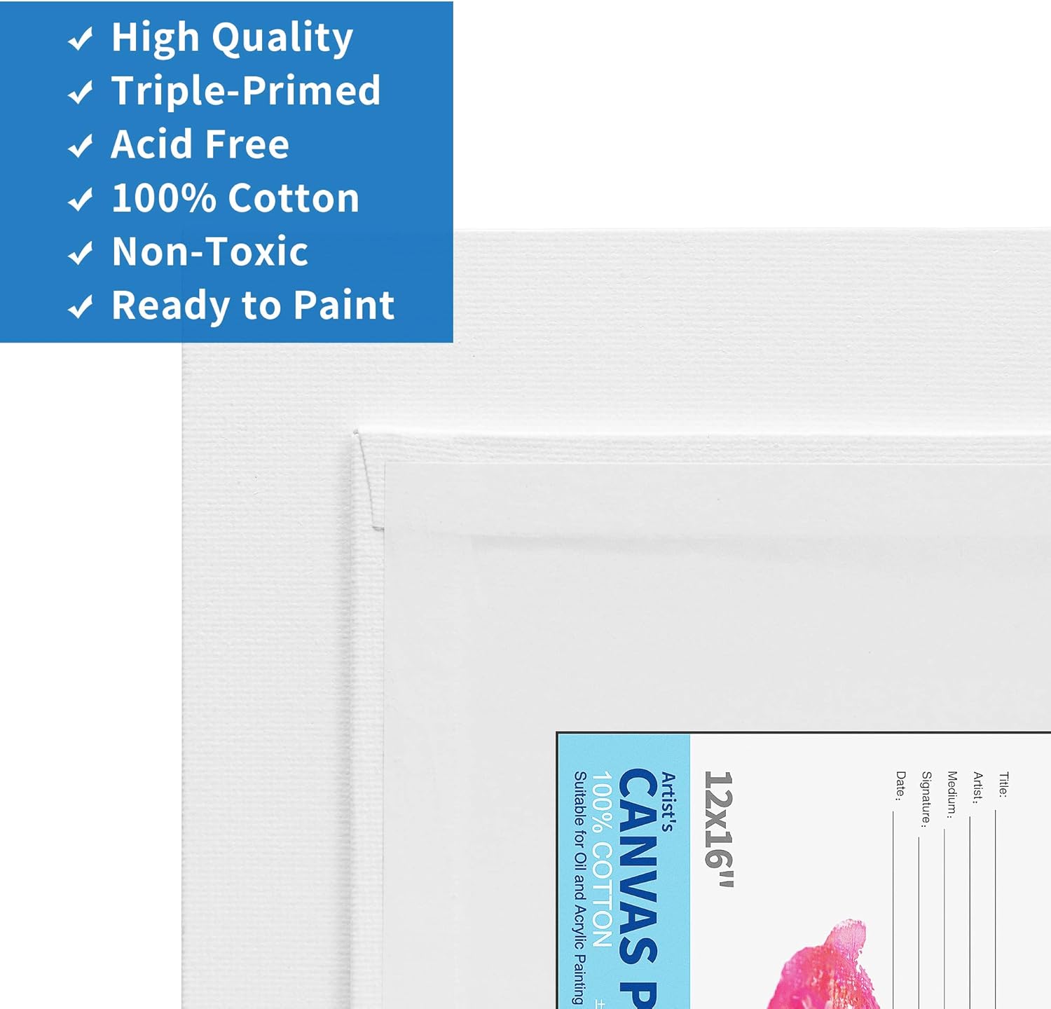 FIXSMITH Canvas Panels 14 Pack - 12 x 16 Inch Painting Canvas Panel Boards - 100% Cotton Primed Canvases - Super Value Pack - Artist Canvas Board for Acrylic, Oil & Tempera Painting