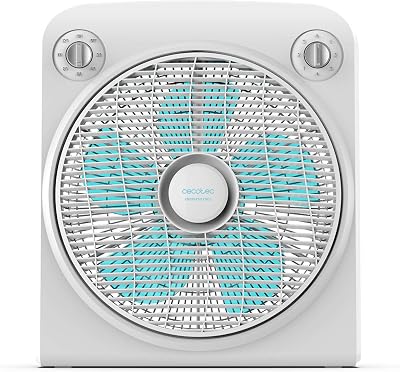 Ventilador de Suelo Blanco 6000 Power Box Cool. Motor de Cobre, 50W, Diámetro 12" con 5 Aspas, Rejilla Giratoria, 3 Velocidades, Temporizador 2h, Uso Sencillo y Seguro