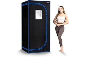 TopMaster Foldable Sauna Infrared, Portable Sauna for Home, Sauna Tent Sauna Box, Indoor Portable Sauna, Zip Up Sauna Room with 1300W Power, Max 140°F Sauna, Black