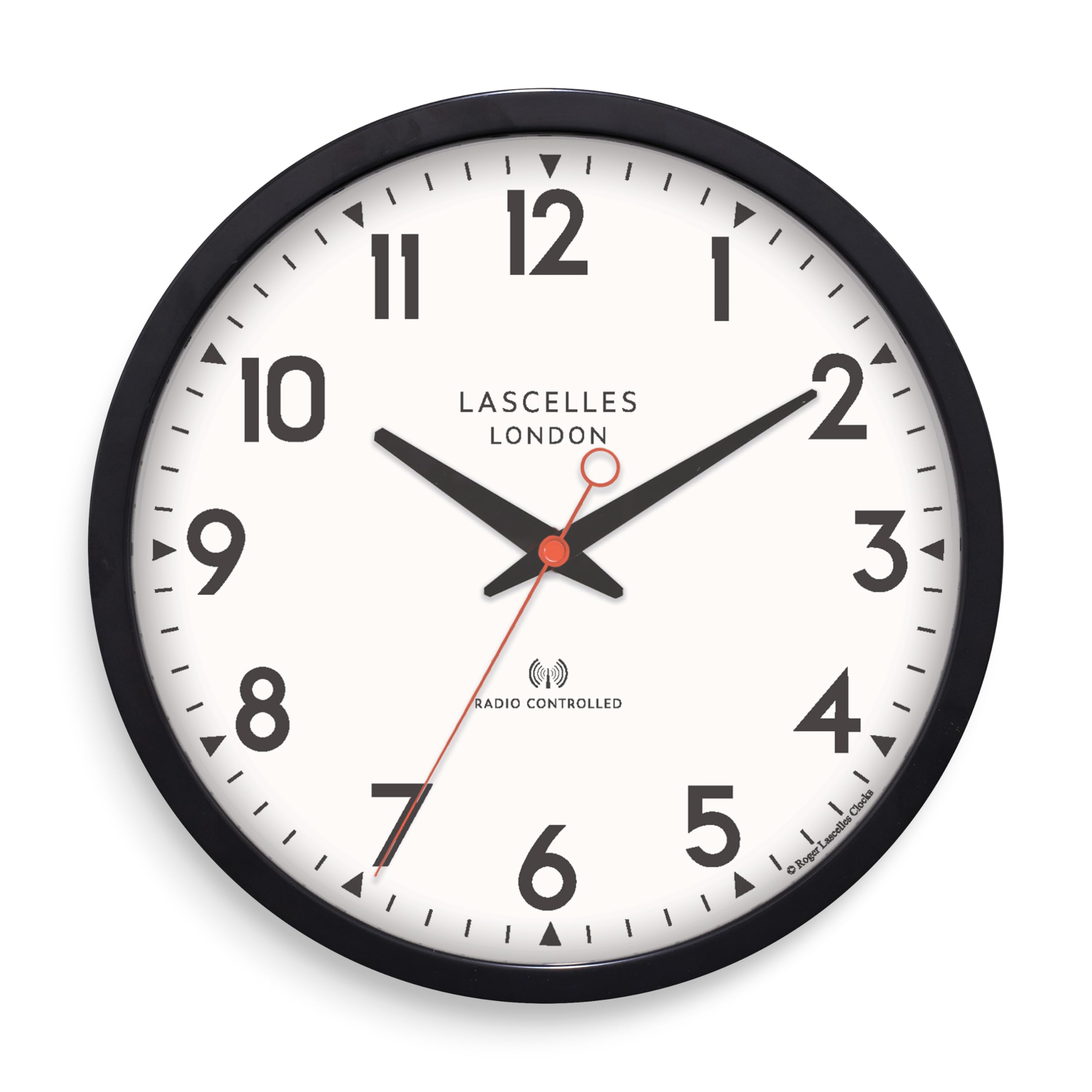 Roger Lascelles Radio Controlled Wall Clock, Black, RC/LASC/BLACK
