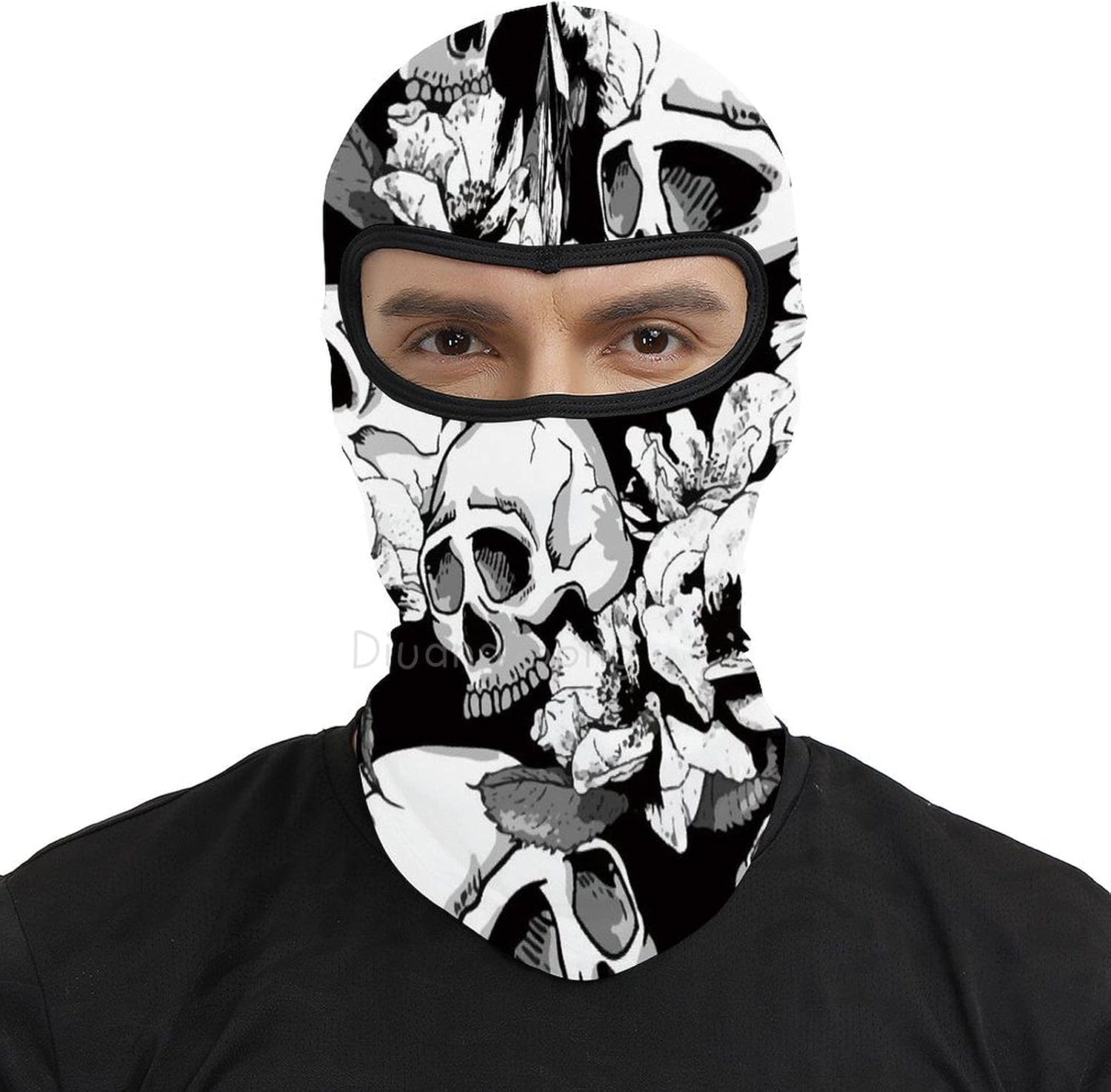Pasamontañas máscara facial con pétalos de calavera para motocicleta