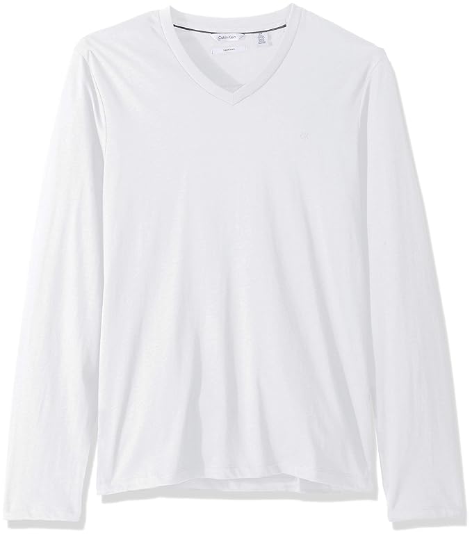 Calvin Klein 卡尔文克莱因 CK 纯棉 修身款 男式V领长袖T恤 3.8折$17.13 两色可选 海淘转运到手约￥133