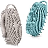 Silicone Body Scrubber – Dual-Sided Silicone Loofah for Shower, Set of 2 Soft Exfoliating Body Bath Shower Scrubber Loofah Brush Easy-to-Clean for Sensitive Kids Women Men All Kinds of Skin