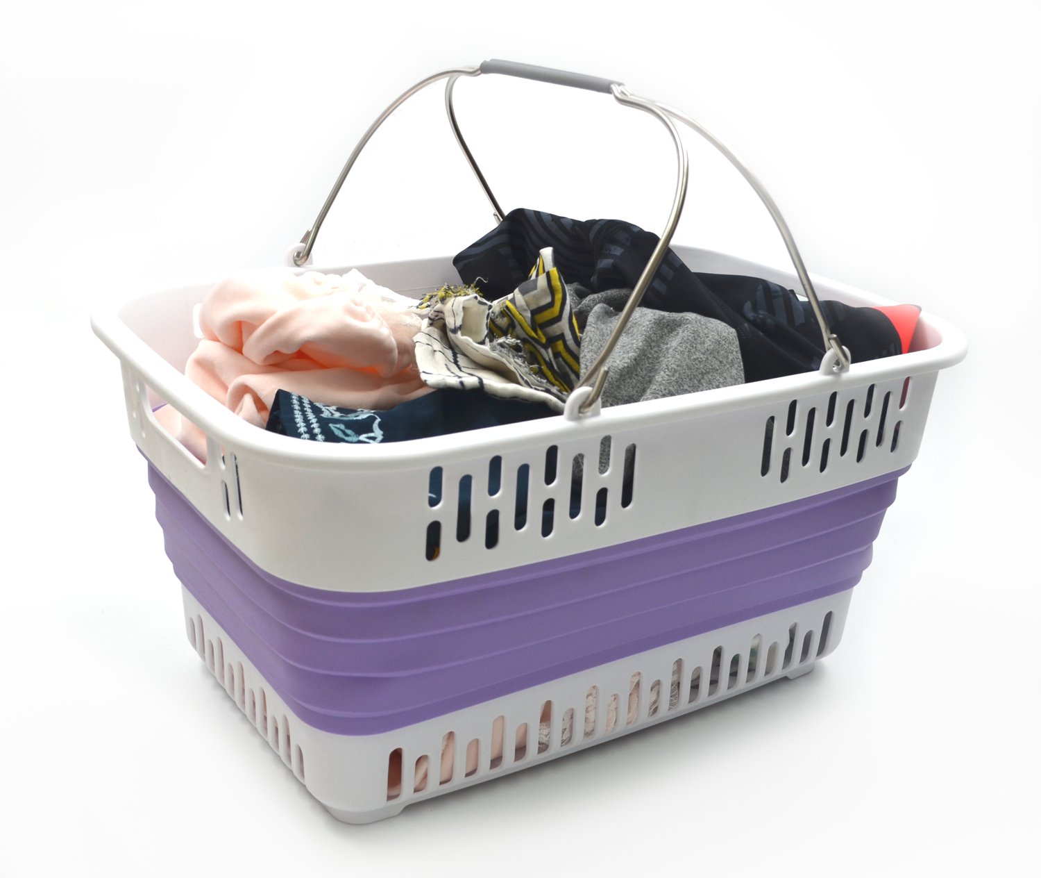 SAMMART Collapsible Plastic Laundry Basket Foldable Pop Up Storage