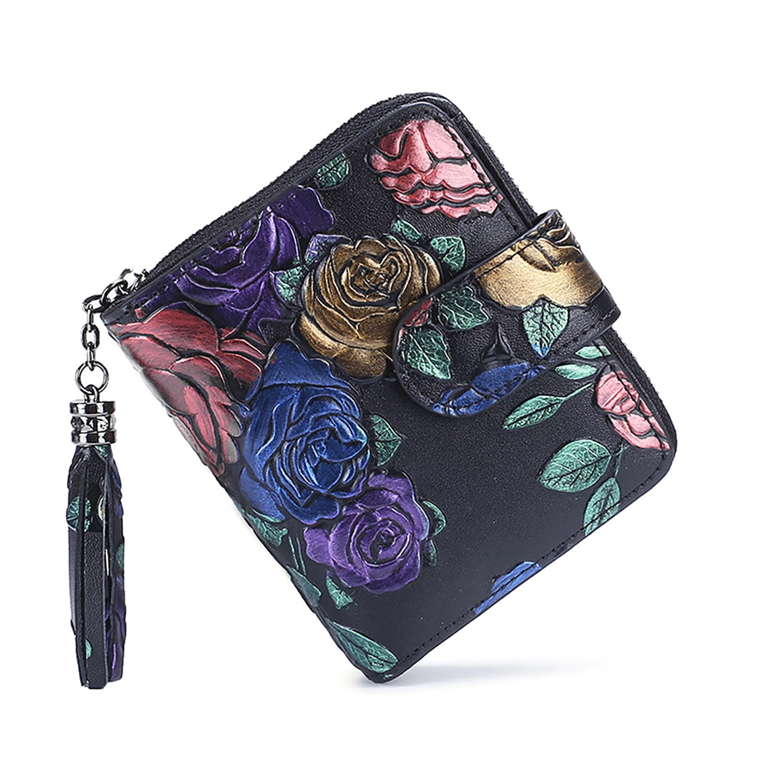 aolaso Small Wallets for Women, Genuine Leather RFID Blocking Leather Purse for Ladies Bifold Zipper Wallet with 15 Card Slots, ID Window