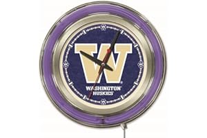 Holland Bar Stool NCAA Unisex-Adult Double Neon Ring, 15" Dia. Logo Clock