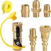 ATKKE RV Propane Quick Connect Fitting Adapter Valve, 1/4" Male NPT Full Flow Plug &amp; 3/8" Male Flare Quick Kit for Low Pressure Gas Appliance Heater Grill Fire Pit and RV Quick Connect, 7pcs