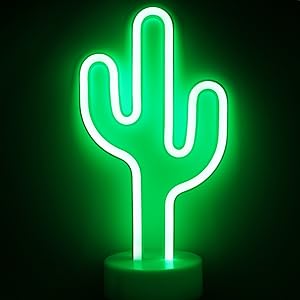 XIYUNTE Cactus Neon Signs with Base, Battery Operation LED Cactus Neon Lights Green Cactus Lights Neon Signs for Bedroom, Christmas, Living Room, Kids Room, Birthday Party, Bar, Wedding