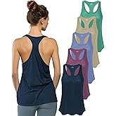 Women's 5 Pack Everyday Flowy Burnout Racer Back Active Workout Tank Tops