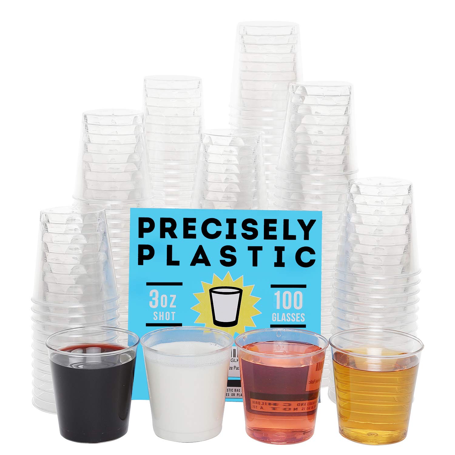 Buy 100 Glasses Premium 3oz Clear Plastic Disposable Cups, Perfect