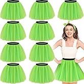 Handepo 9 Pcs Colored Tutus for Women 4 Layered Tulle Tutu Skirt Elastic Classic Bulk Tutu for 80s Girl Halloween Costume