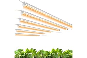 Monios-L Led Grow Lights for Indoor Plants Full Spectrum,T8 4FT 252W(6x42W) High Output Growing Strips for Seedlings,Sunlight Replacement with Reflectors, 6-Pack