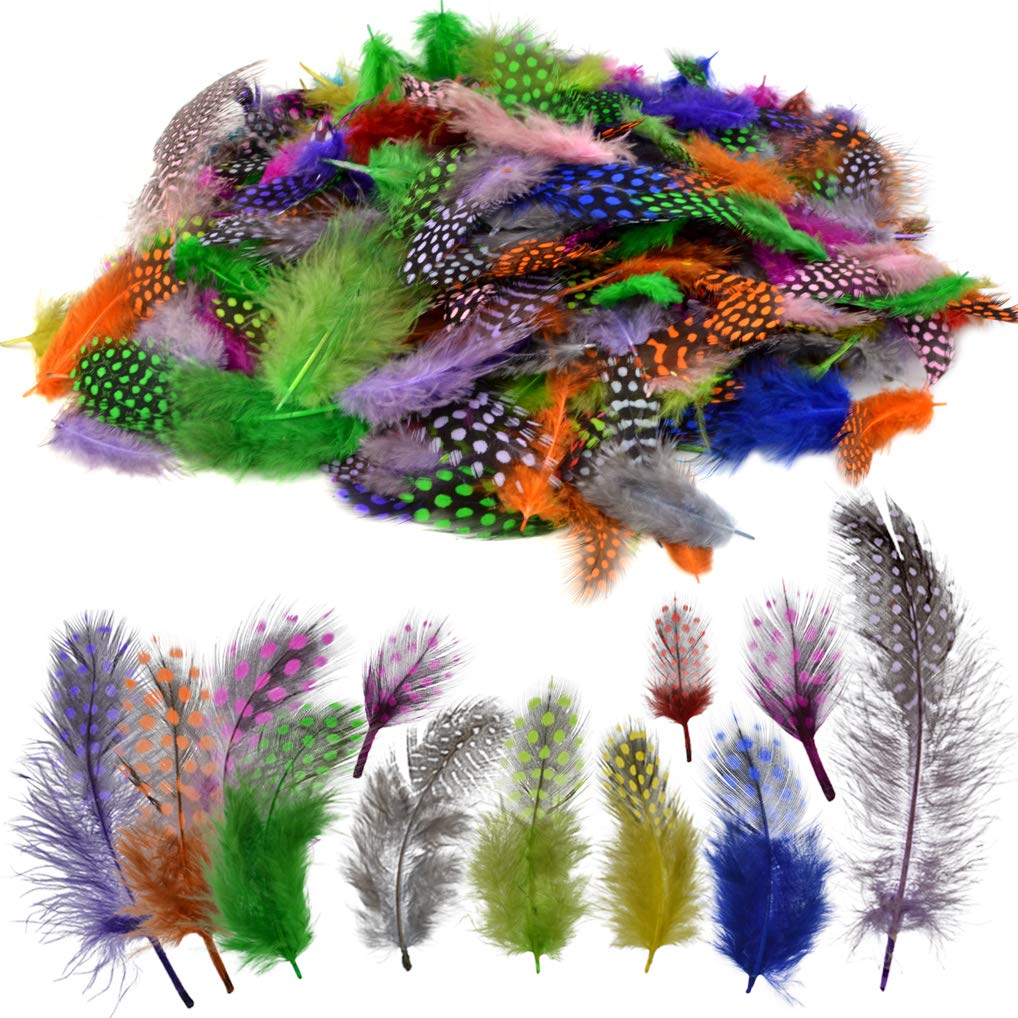 Yookat 300Pcs 26 Inches Colorful Spotted Feathers Colorful Natural