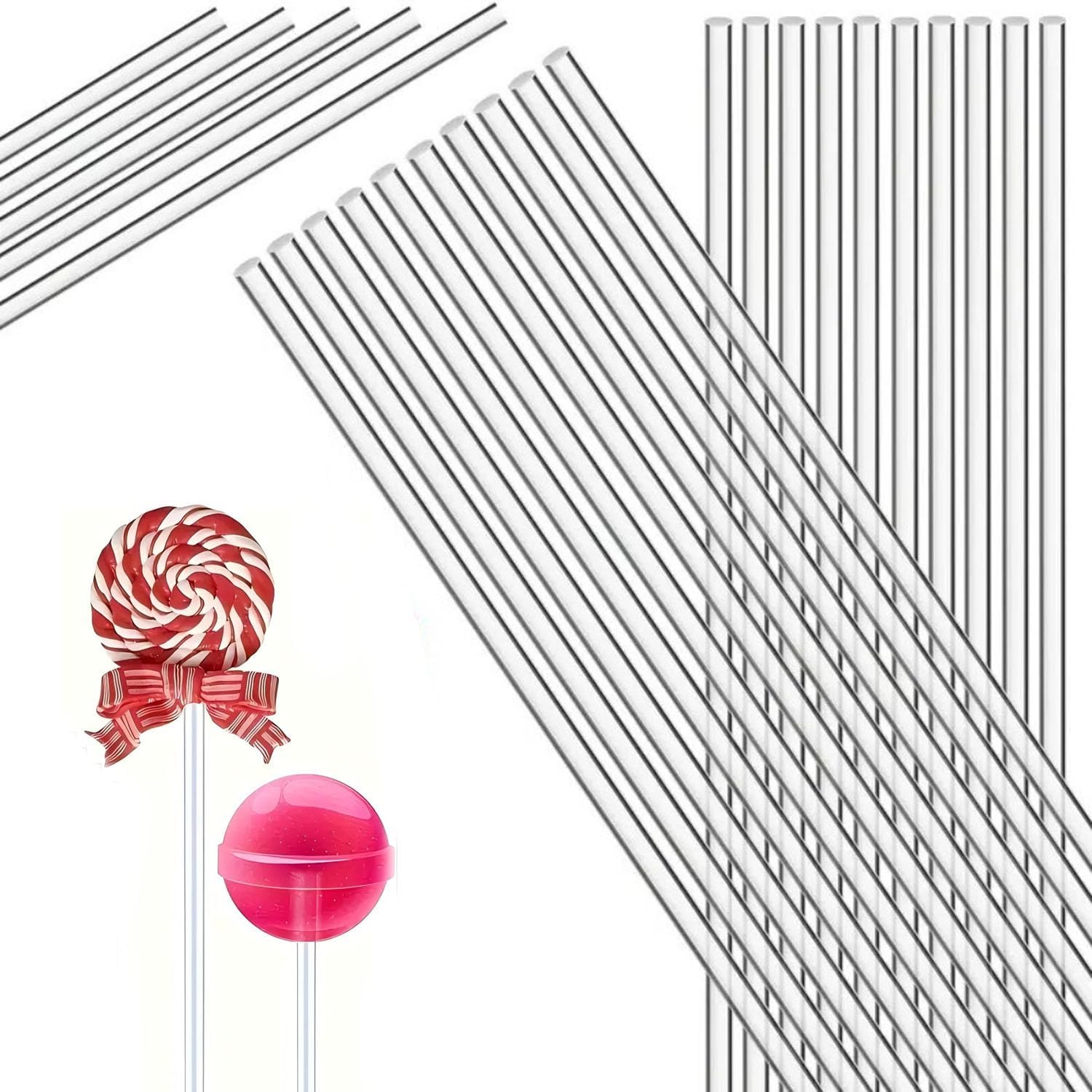 Photo 1 of 100 PCS Clear Acrylic Lollipop Sticks, 6 Inches Cake Pops Candy Treat Sticks for Wedding Halloween Christmas Candy Cake Pops Toppers