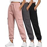 Neer 3 Pack Women's Cargo Sweatpants Joggers Pants Causal Gym Athletic Workout High Waist Bottom Y2k Fall Outfits with Pocket