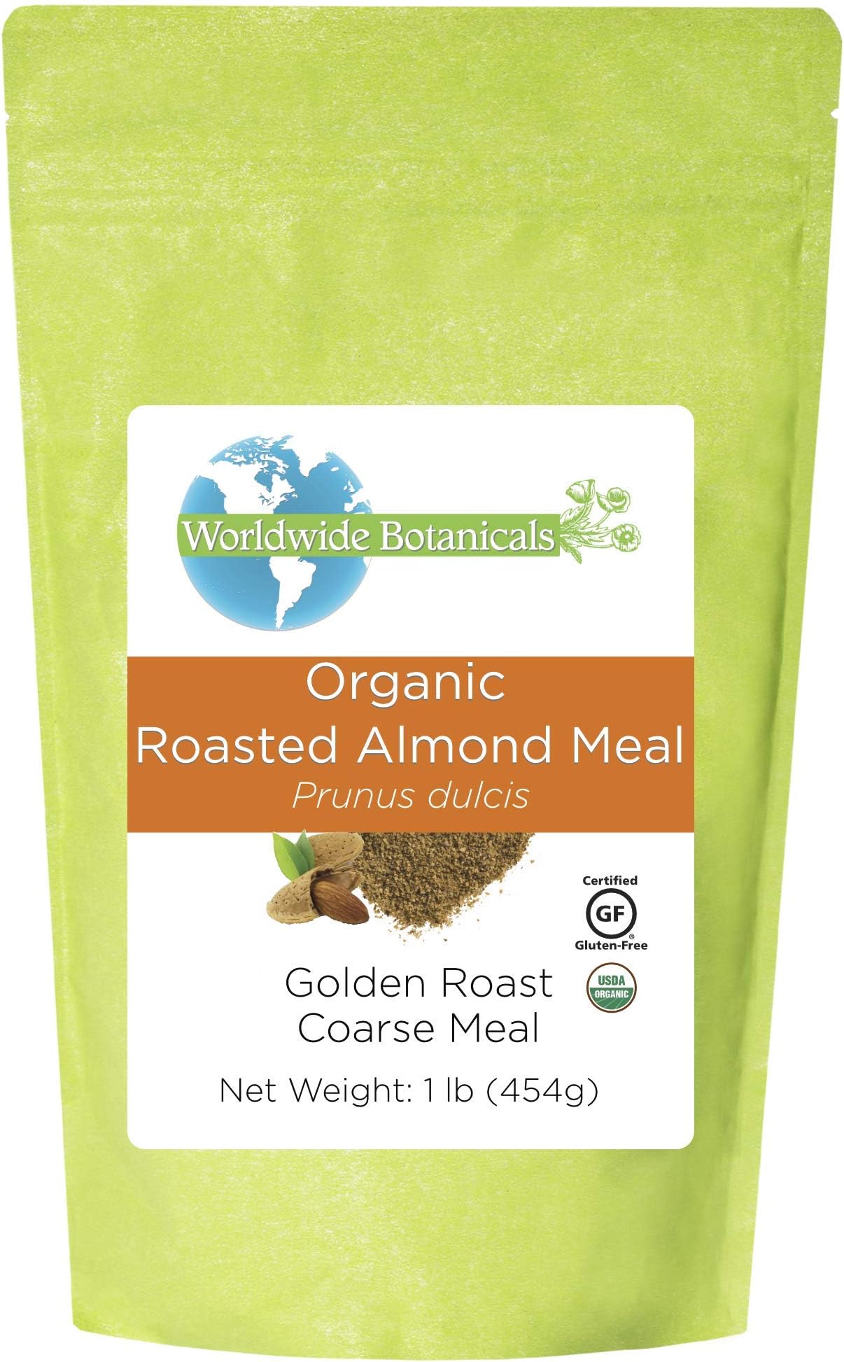 Worldwide Botanicals Organic Roasted Almond Meal - Golden Roast to Enhance Flavor of Baked Goods. Not a Bland Flour, Our Meal Brings Delicious Nuttiness to Gluten Free, Vegan and Paleo Dishes! 1 Pound