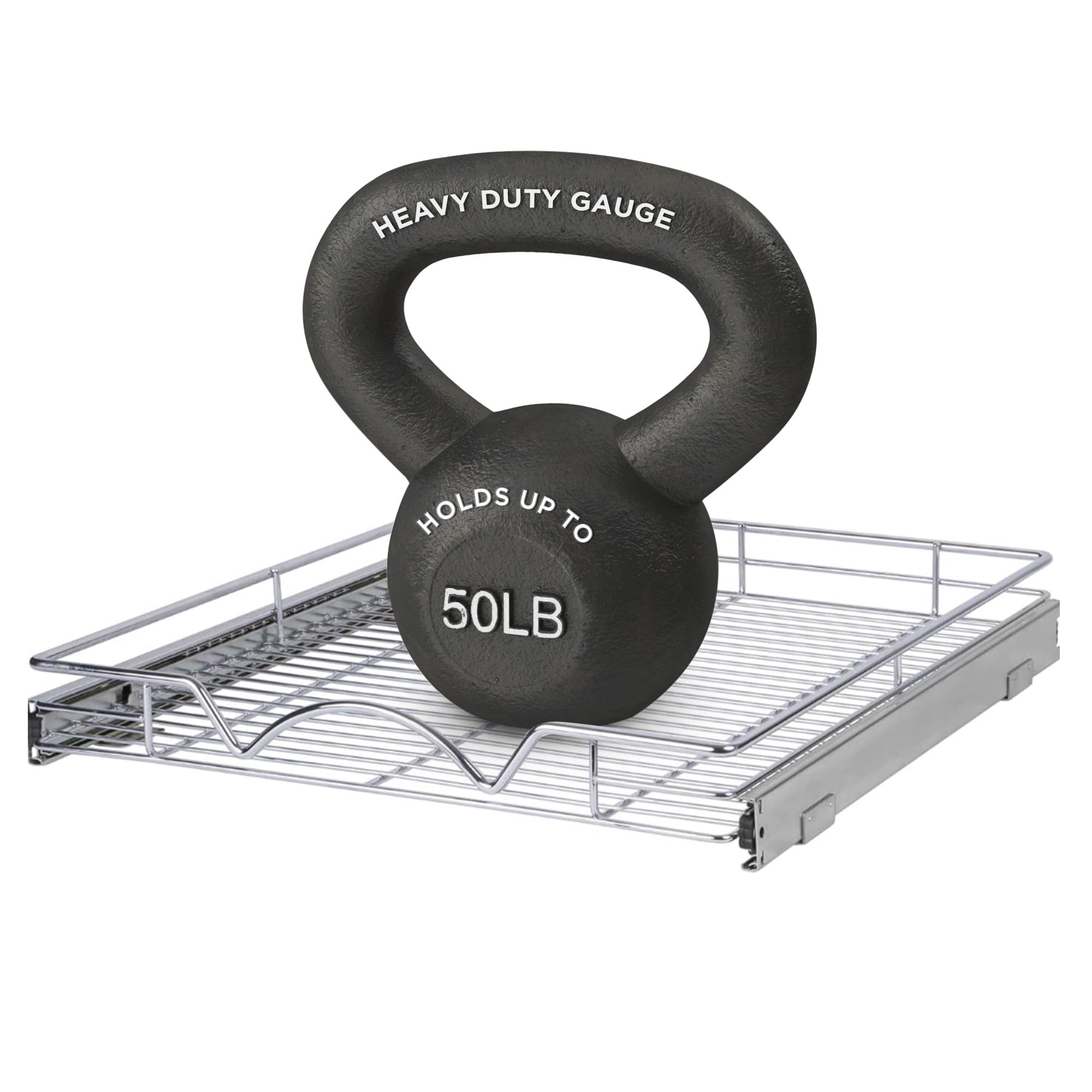 Photo 1 of HOLDN’ STORAGE Pull Out Cabinet Organizer, Heavy Duty Caddy w/Lifetime Limited Warranty -11”W x 21”D - Requires At Least 12-1/4” Cabinet Opening, Steel Metal Cabinet Drawers Slide Out, Chrome