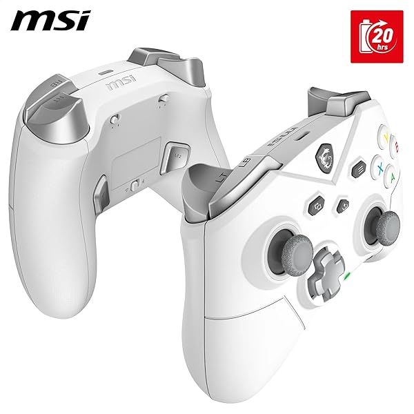 MSI FORCE GC300 WIRELESS WHITE PC GAMEPAD CONTROLLER – 2.4 GHZ, BLUETOOTH, USB TYPE-C TO A – WIRED/WIRELESS, 600MAH LI-ION BATTERY (20H), INTERCHANGEABLE D-PAD COVERS, DUAL VIBRATION MOTORS