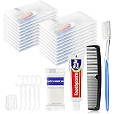 Disposable Toiletry Amenities, Travel Size Toiletries Kits, Personal Hygiene Supplies for Homeless, Individually Wrapped Care Essentials for Camping, Hotel, Homeless, Donation (5 in 1, 60 Packs)