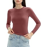C202 Women's Long Sleeve Shirts Crew Neck Slim Fit Going Out Tops Basic Tees Barely There Collection