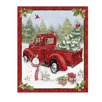 Anyren 36x44 Panel Snowman Cardinal Gifts Snow Fabric Red Truck Home Decor Creative Winter Holiday Christmas Decorations