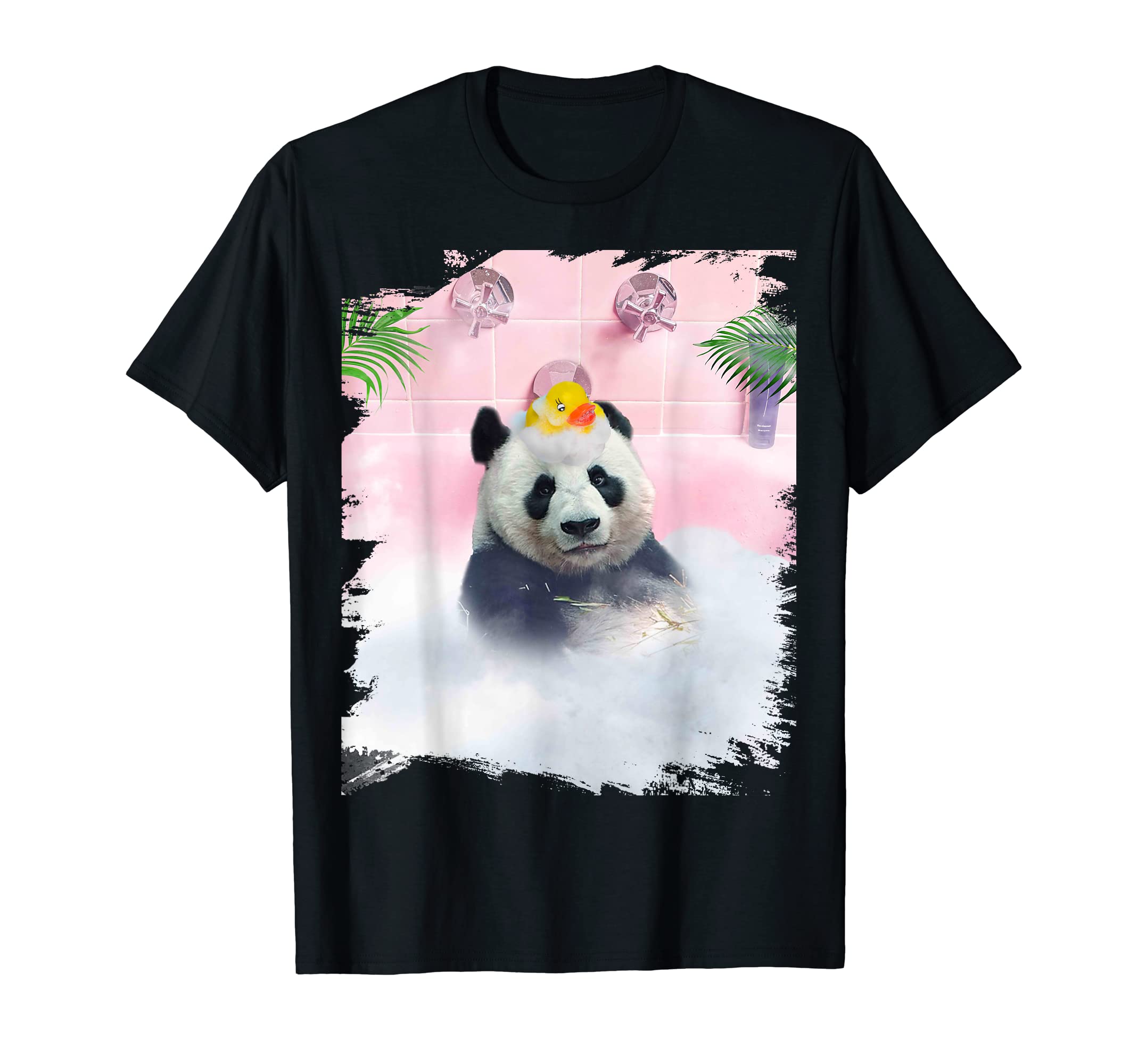 Cute Self-Care Bathing Panda Palm Bath T-Shirt