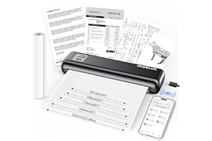 Rongta Portable Printer Wireless for Travel, Inkless Thermal Printers for 8.5" x 11" US Letter & A4 Size, Compatible with Android iOS Smartphone, Mac Windows Laptop for Office & Home (Black, Thermal)