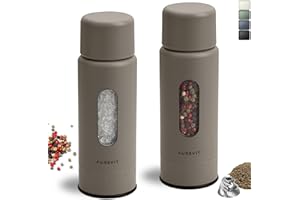 Aurevit Salt and Pepper Grinder Set Manual, Salt and Pepper Mill with Ceramic/Stainless Steel Core, External Adjustable Coars