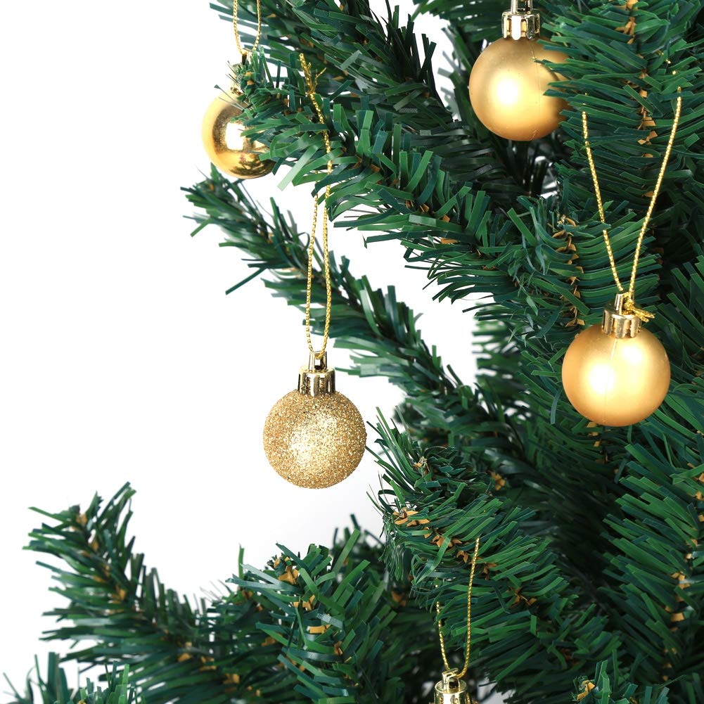 24pcs 6 Colors Christmas Tree Hanging Glitter Ornament Balls Baubles Party Wedding Decoration(Golden)
