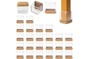 LECAFUR HL 24 Pcs Chair Leg Floor Protectors [Semi-Wrapped Felt] [Thickened Clear TPE] Chair Leg Caps Covers for Hardwood Floors-M -Fit 0.75-0.98" Feet