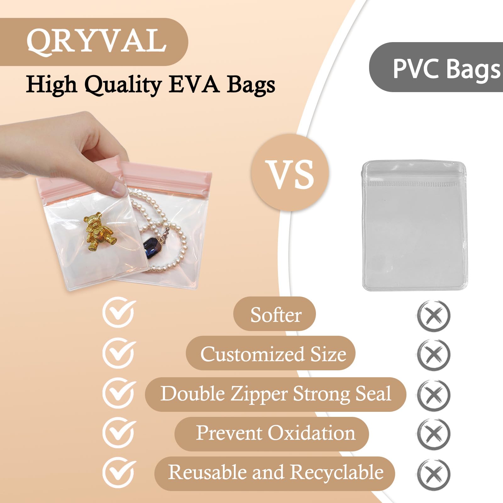 EVA Anti Tarnish Jewelry Bags Storage, Small Clear Plastic Jewelry Pouches Organizer for Gold Silver Ring Earing Chain Bracelet, Jelly-Like Softness, No Yellowing, No Odors, 30 PCS Mixed Sizes