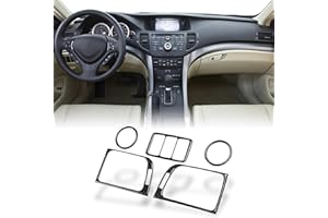AeroBon TSX Real Carbon Fiber Interior Trim Kit Compatible with 2009-2014 Acura TSX Sedan Sport Wagon A/C Outlet Air Vents Outlet, Multi-Function Switch Cover Trim Set