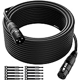 Elecan - Cable XLR de micrófono de 50 pies, cable de altavoz XLR equilibrado resistente (de 25 a 200 pies), cable de micrófon