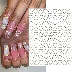 Gold Geometry Nail Art Stickers, Love Heart Letters