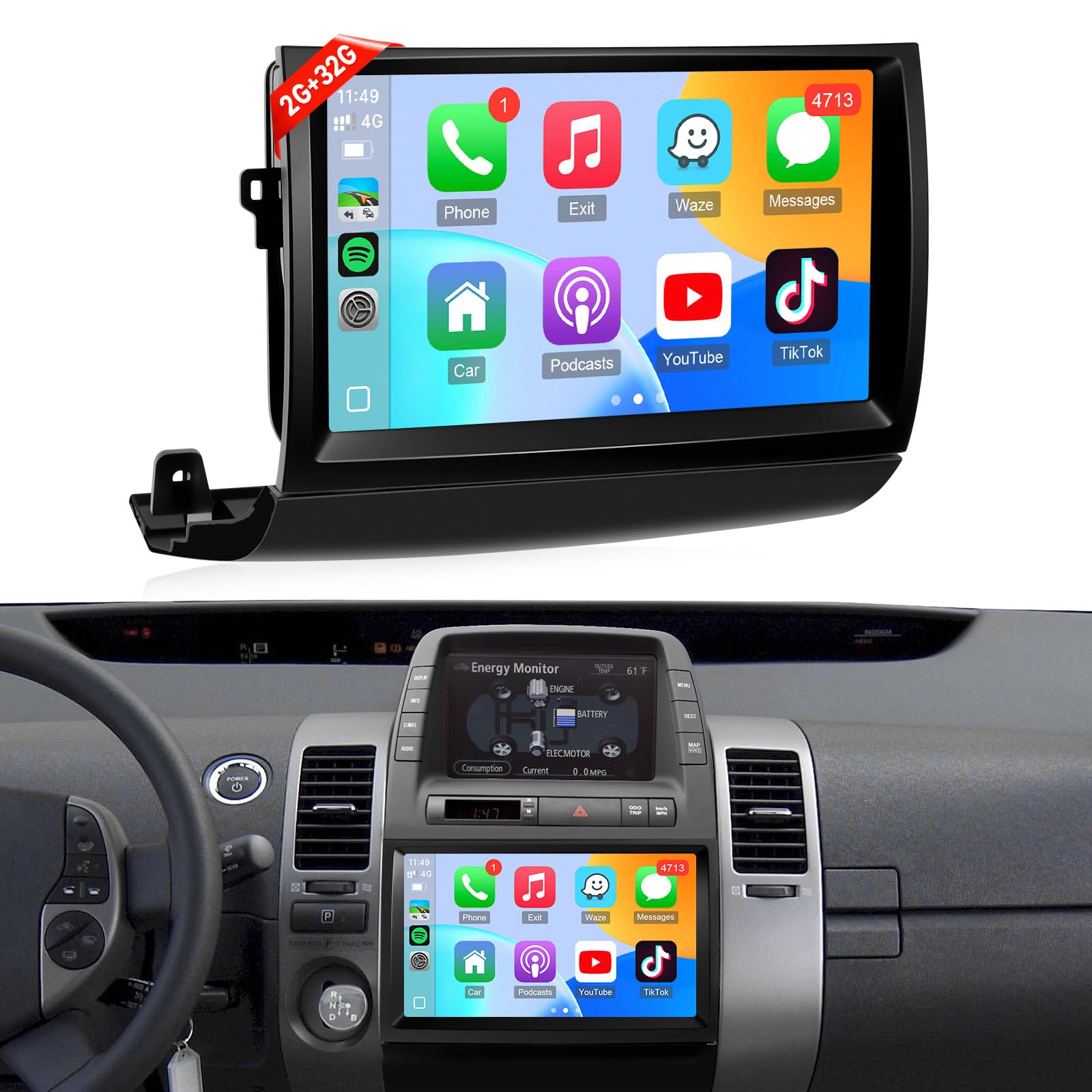 Photo 1 of Naifay Android 12 Car Radio for Toyota Prius (Fit-J.B.L Version) 2004 2005 2006 2007 2008 2009 Screen, 9inch IPS Touch Screen for Prius Stereo with Carplay Android Auto/Bluetooth/GPS/WiFi/MIC+Canbus