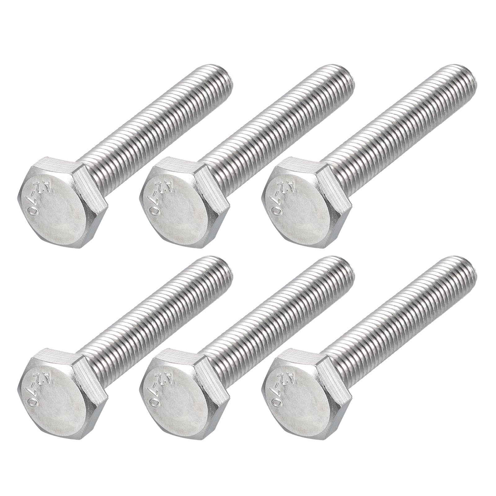 METALLIXITY Hex Bolts (M10-1.5x60mm) 6Pcs, 304 Stainless Steel Coarse Fully Threaded Hex Head Screw Bolt Machine Screws - for Furniture Repair, Silver — image 1
