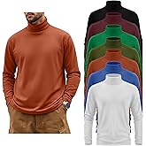 August Alley 7 Pack Mens Big and Tall Turtleneck Shirts Long Sleeve Crewneck Top Plus Size Loose Fit Shirt