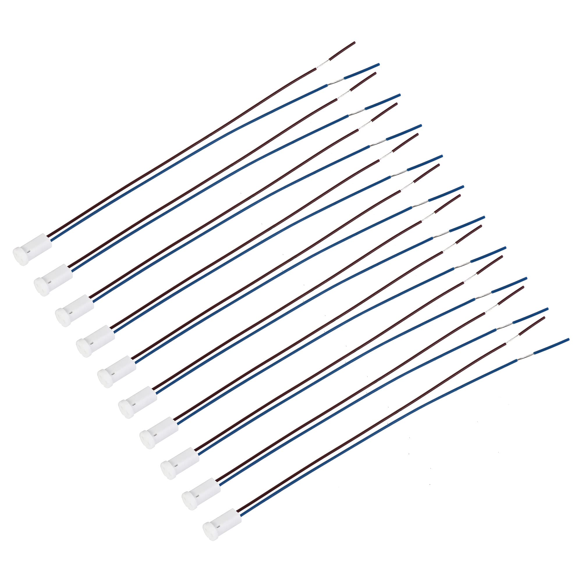 sourcing map G4 Bulb Socket, AC/DC 12-30V 30cm Long LED Lamp Base Holder, Ceramics White, Pack of 10