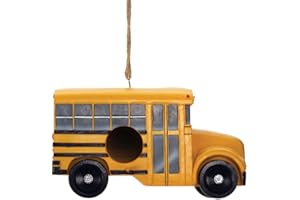 Spoontiques - Birdhouse - Garden Décor - Decorative Bird House for Yard and Garden Decoration - Hanging Novelty Birdhouse for Outdoor Patio - School Bus Birdhouse, Brown, (10186)