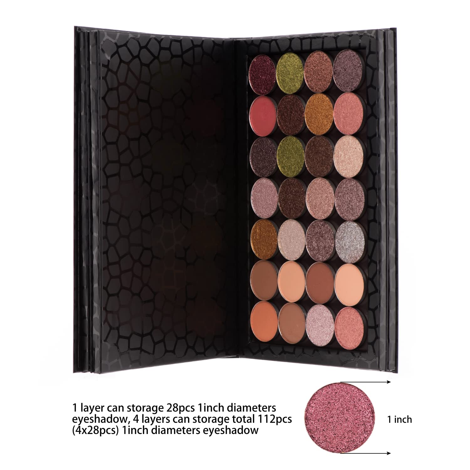 Allwon Allwon 4-Layer Book Shaped Magnetic Palette Large Empty Makeup Palette Storage Box for Eyeshadow Lipstick Blush Powder (Black)