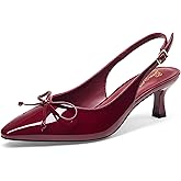GENSHUO Low Kitten Heels Women's Slingback Dressy Pumps Pointed Closed Toe Ankle Strap Elegant Wedding Pumps Formal Comfortable Shoes