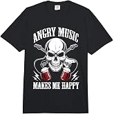Angry Music Makes Me Happy Skull Rocker Skeleton Metalhead Comfort Colors Adult Heavyweight T-Shirt