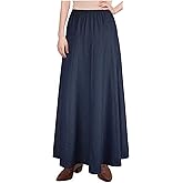 Womens Basic Ultra Soft Lightweight Denim Fit and Flare A-Line Ankle Length Maxi Skirt