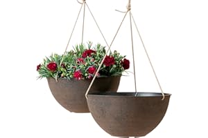 LA JOLIE MUSE Large Hanging Planters - 13 Inch Flower Pots Outdoor Indoor, Hanging Garden Planters Set of 2, New Iron Color
