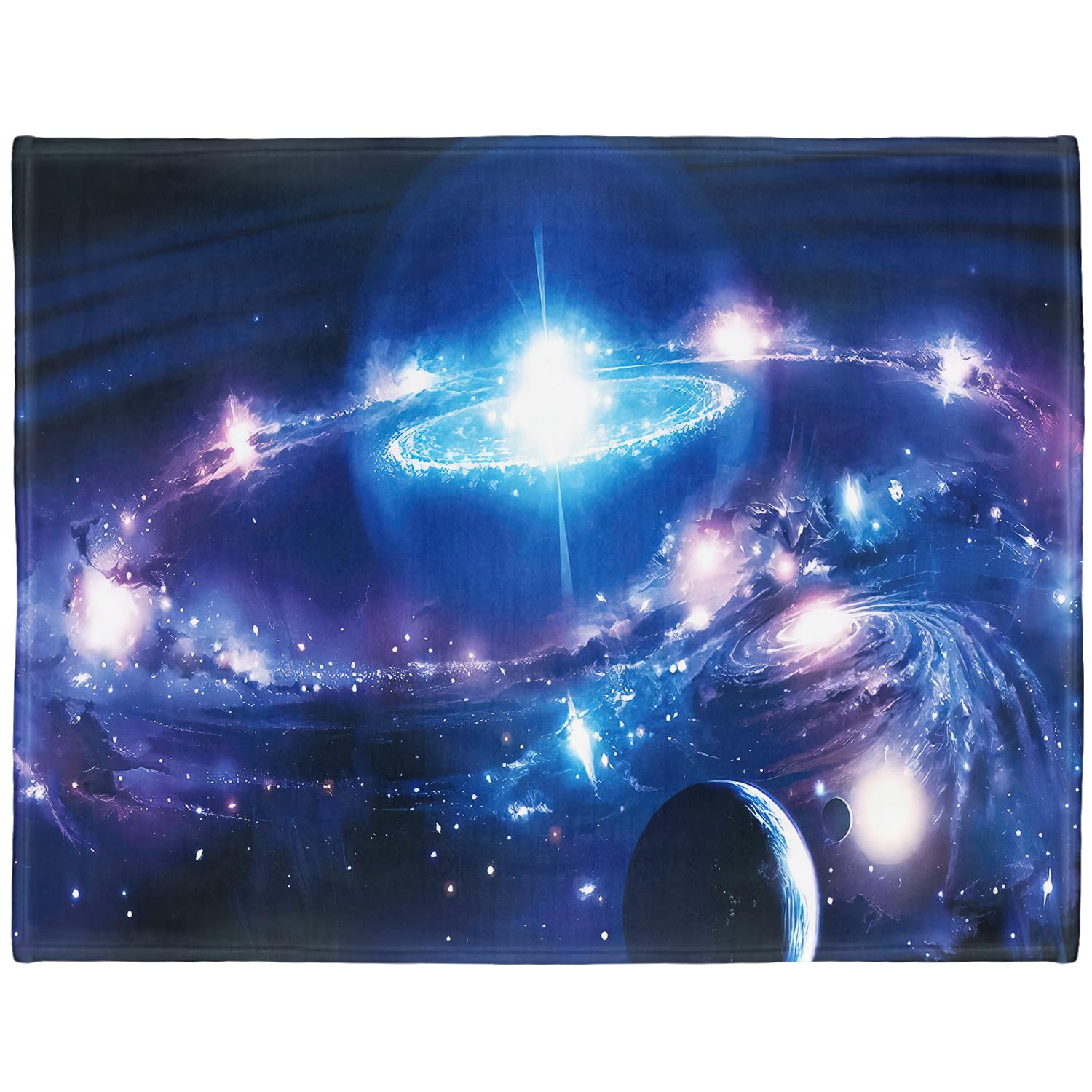 YISUMEI - Soft Fleece Blanket - Space Planets Moons Galaxies, 150 x 200 cm Throw Blanket Suitable for Sofa or Bed