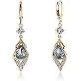 Sonateomber Gold Silver Small Hoop Dangle Earrings for Women, Trendy Dainty Rhinestone CZ Dangling Prom Wedding Leaf Flower Snowflake Butterfly Starfish Fashion Jewelry Gift