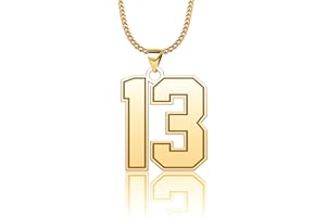 CandyCharms Stainless Steel 18K Jersey Number Necklace Sports Soccer Football Basketball Baseball for Boys Men Girls