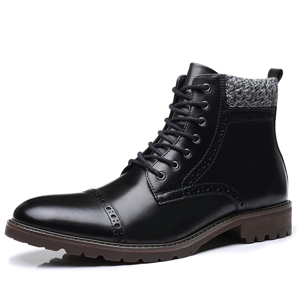 La Milano Men's Leather Cap Toe Lace Up Winter Casual