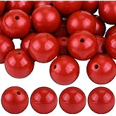 BEEFLYING 50Pcs 15mm Round Silicone Beads Rubber Focal Beads Spacer Beads for Beadable Pens DIY Jewelry Necklace Bracelet Keychain Making (Brick Red)