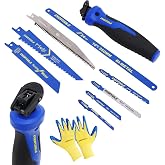 EVERTOOLS 8-in-1 Multi-Blade Hand Saw with 8 Replaceable Blades | For Wood, Metal, Drywall, Sheetrock, Plywood, PVC &amp; Plastic; Quick-Change Locking Handle with Cr-V and HSS Blades